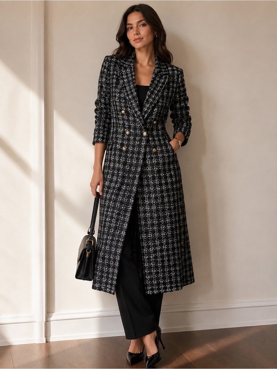 Jackets & Blazers - Double-Breasted Black Long Blazer